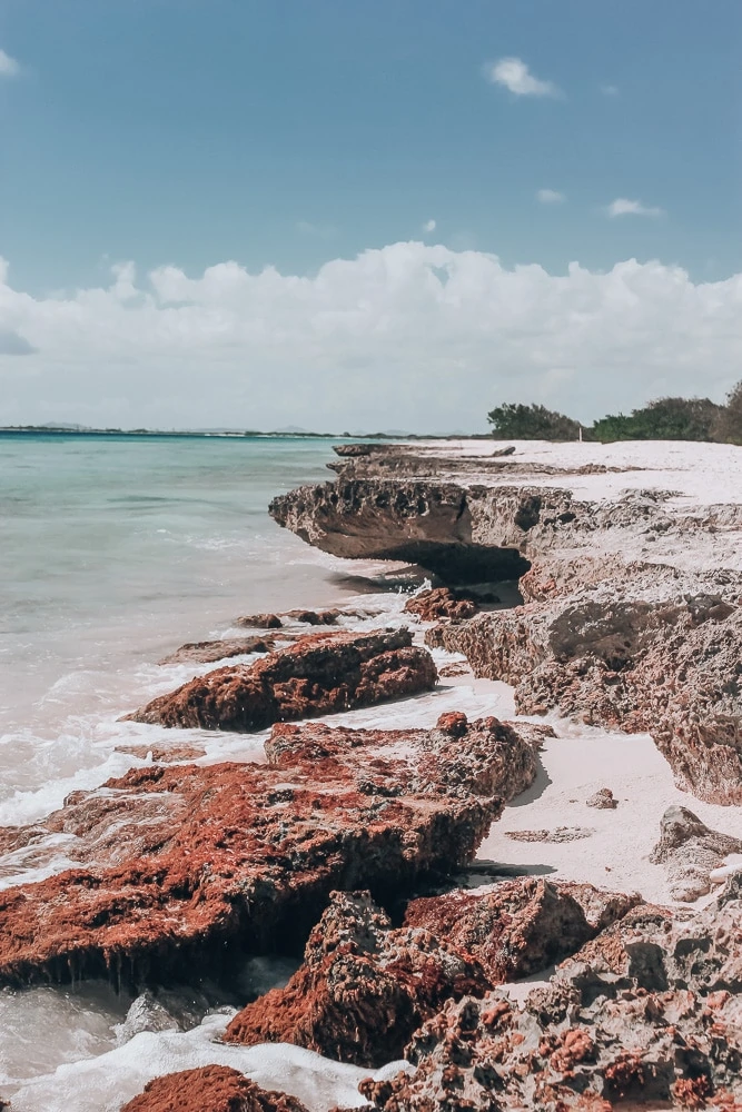 Rock formations on the beaches of Bonaire. With so many great beaches and water activities, find the best things to do in Bonaire and the best beaches in Bonaire here.