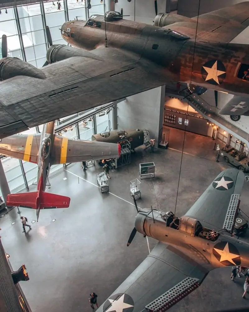 World War II airplanes in the National World War II Museum in New Orleans, Louisiana