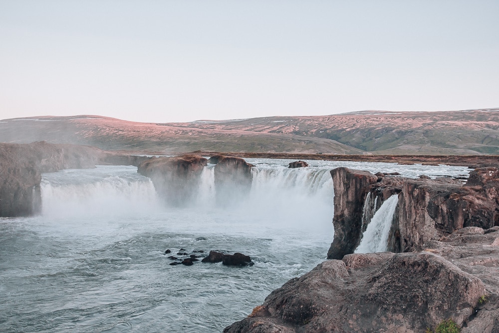Godafoss Waterfall Iceland Sunset