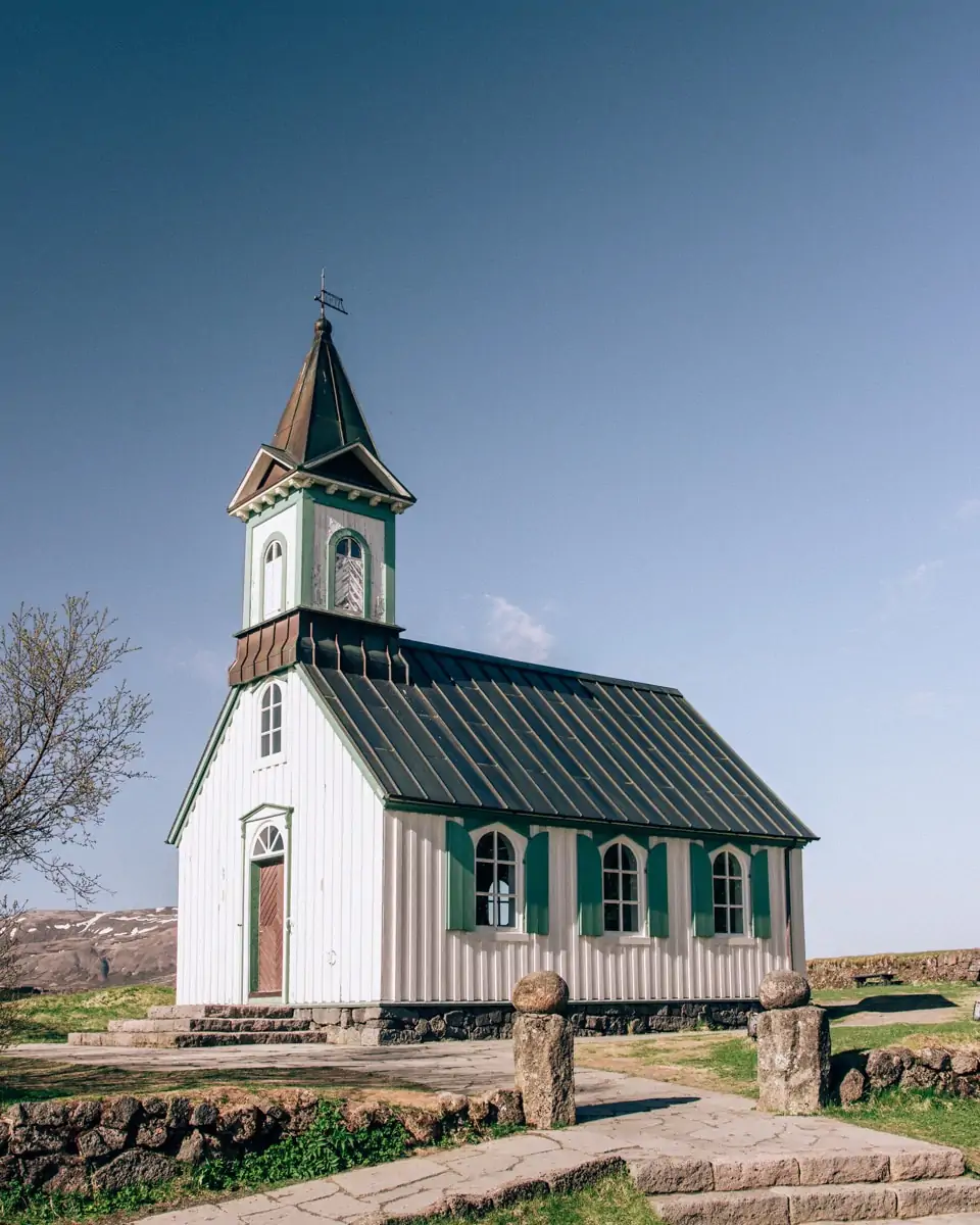 Thingvellir Church in Thingvellir National Park. Check out our perfect 6 day Iceland road trip itinerary here with a free map!