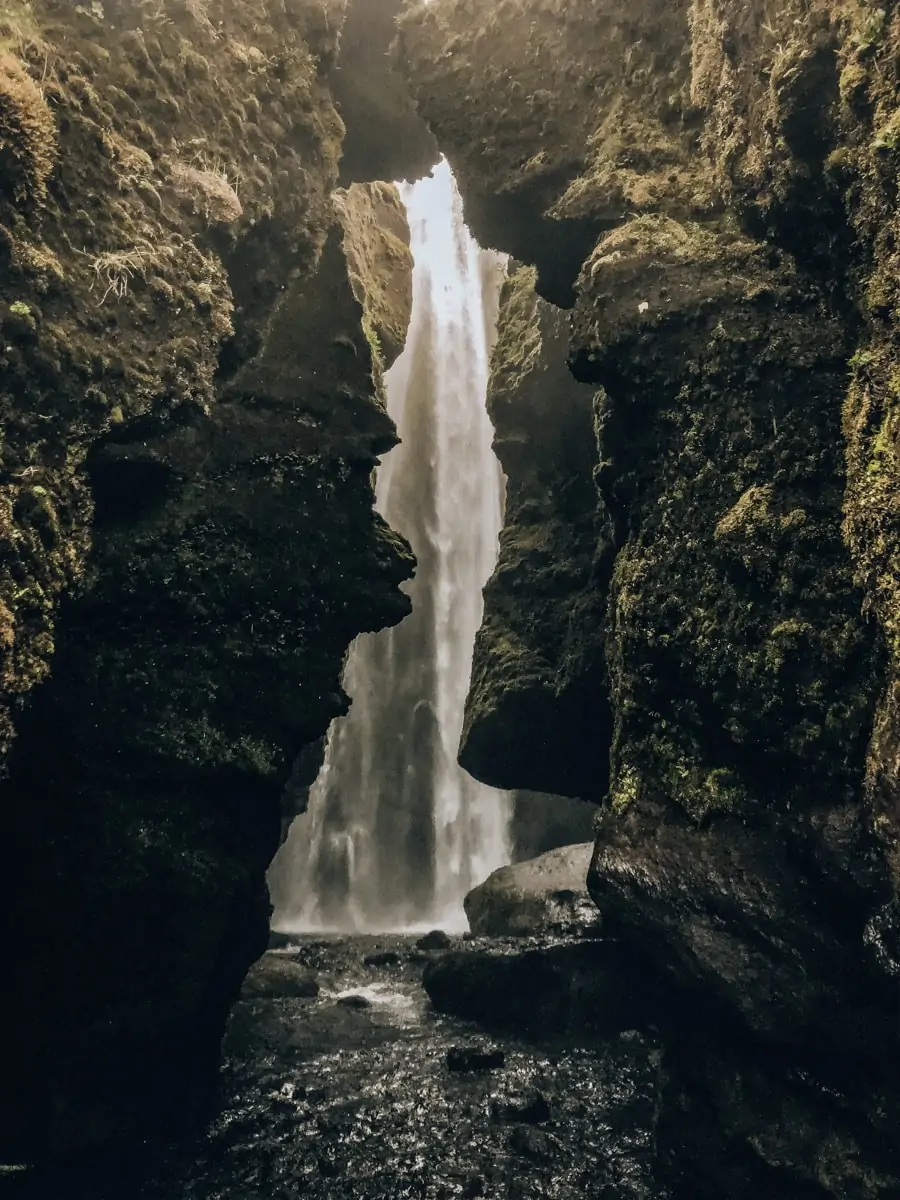 Gljufrabui waterfall in Iceland is set back in a canyon. Click here to get our full Iceland 6 day itinerary for a road trip around Ring Road.