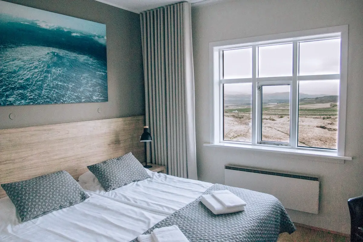 Room at Hotel Gullfoss on Iceland's Golden Circle. Check out our perfect 6 day itinerary for Ring Road in Iceland!