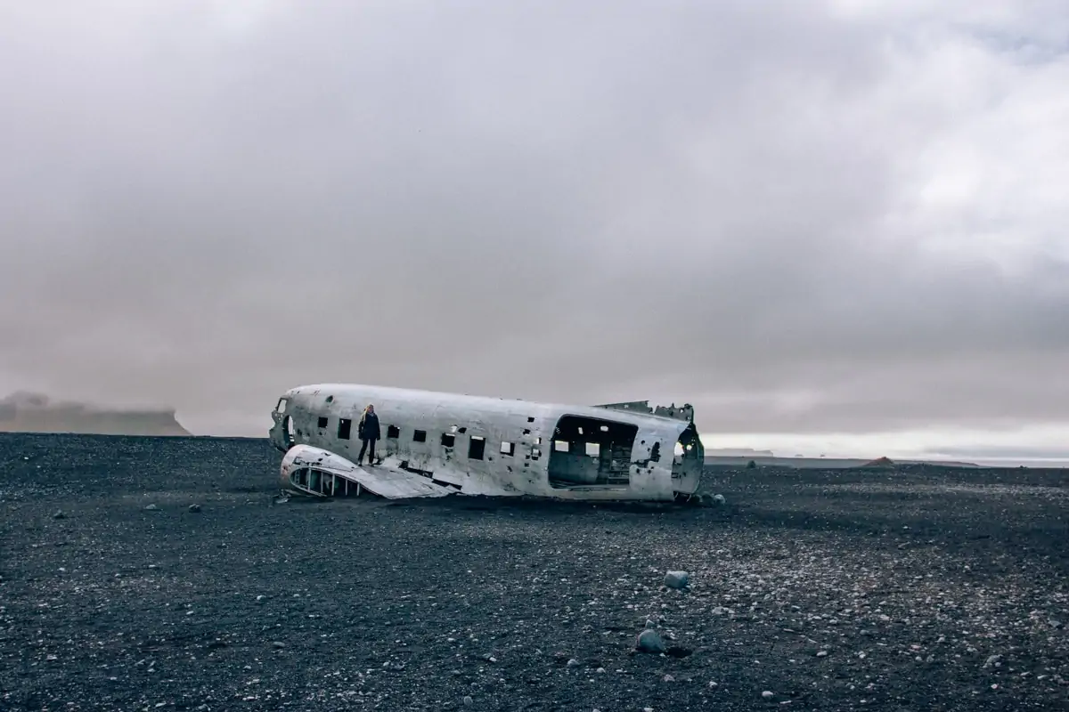Solheimasandur plane wreck in Iceland is a popular hiking destination. Get our full Iceland travel guide with our 6 day Iceland itinerary here.