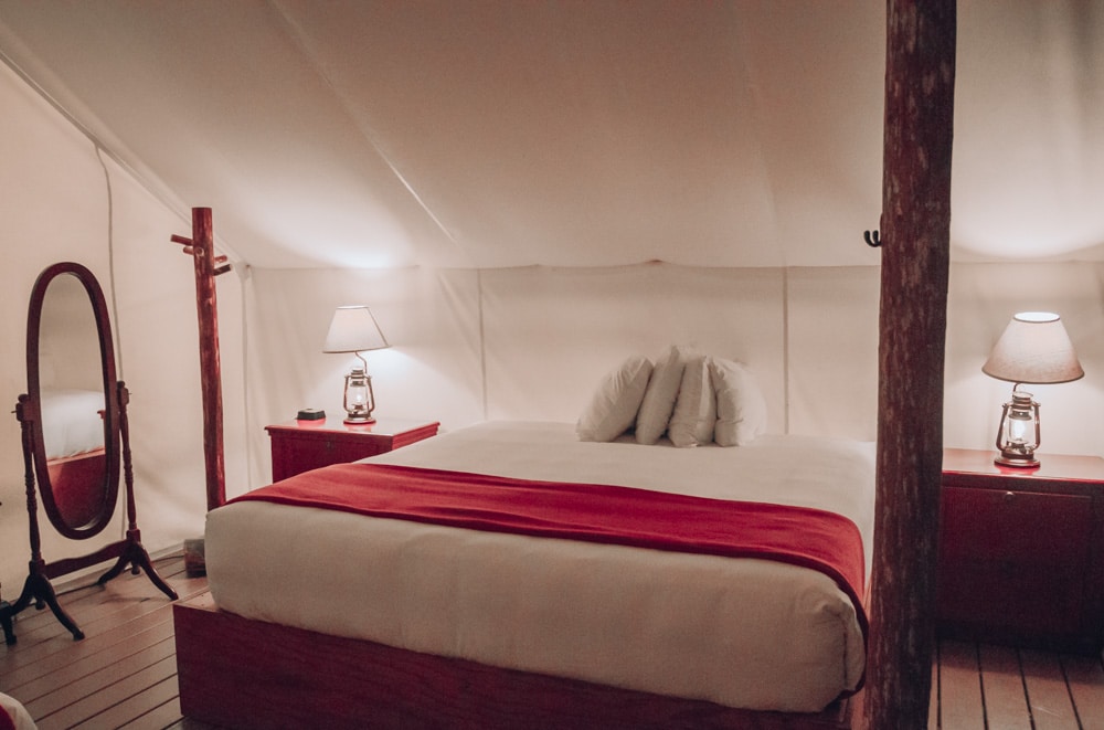Inside the glamping tents at Westgate River Ranch