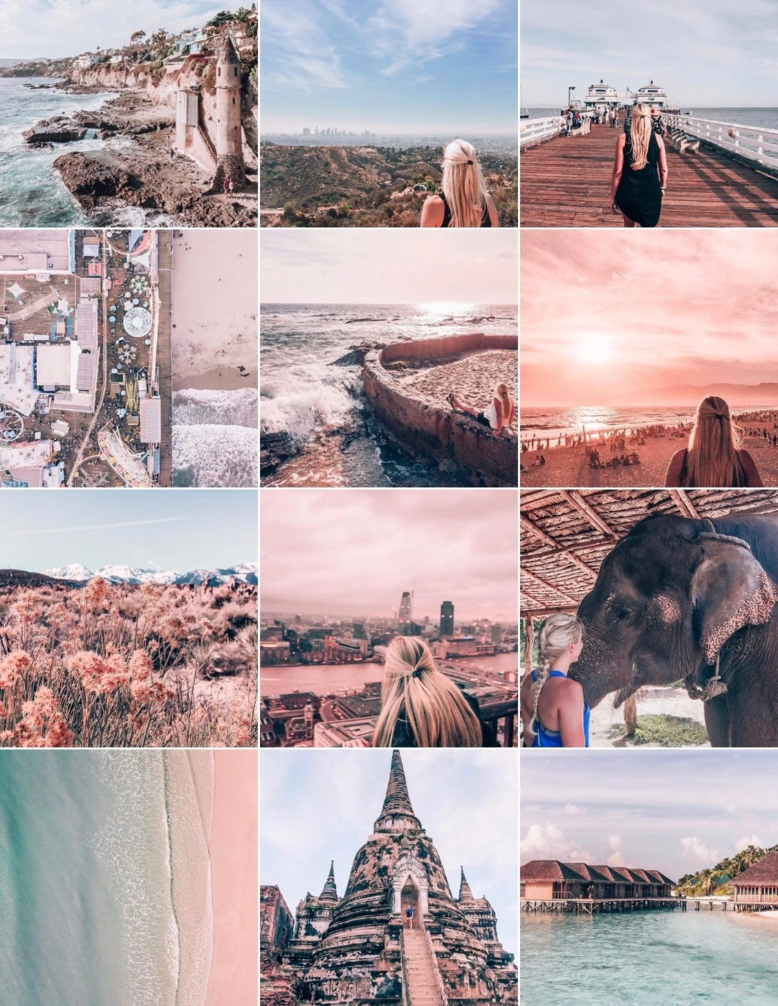 My Instagram feed after edits in Lightroom to make my feed cohesive. See how to grow your Instagram authentically on my blog post!