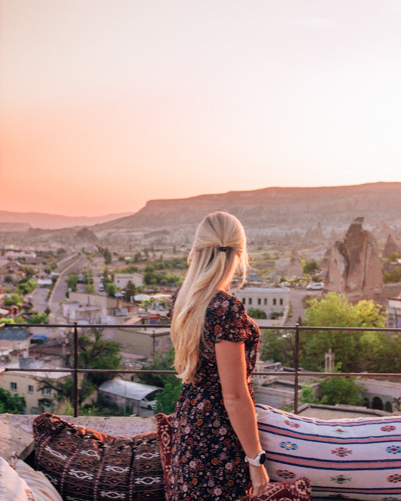 Sunrise from Cappadocia Cave Suites. Click for a guide to Cappadocia's must see locations and most Instagramable places.
