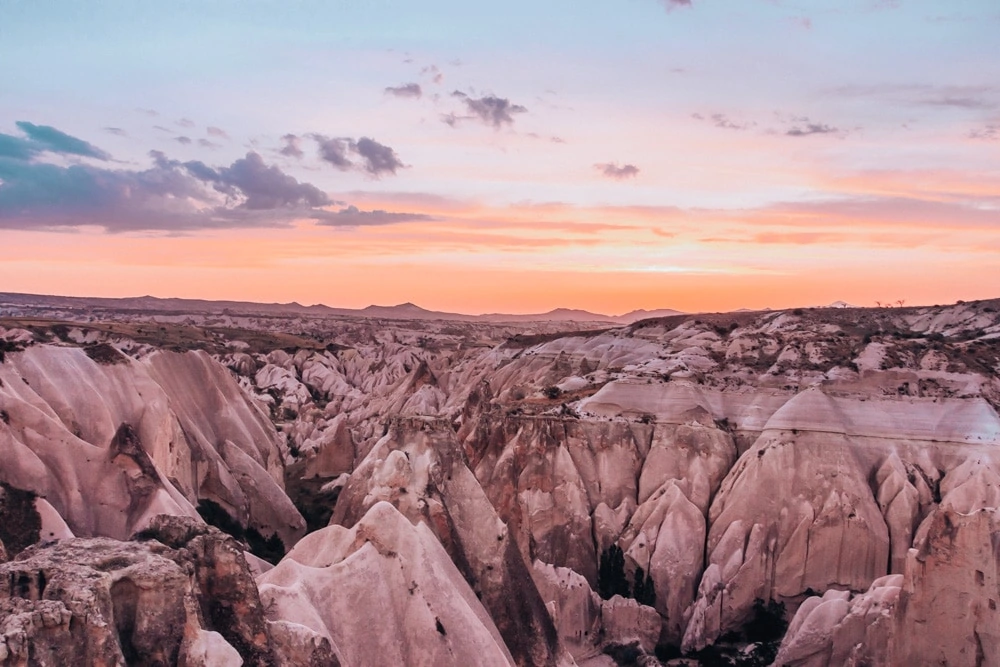 Sunsets in Cappadocia are magical from this spot near Panoramic View Point. Click for a guide to Cappadocia's must see locations and most Instagramable places.