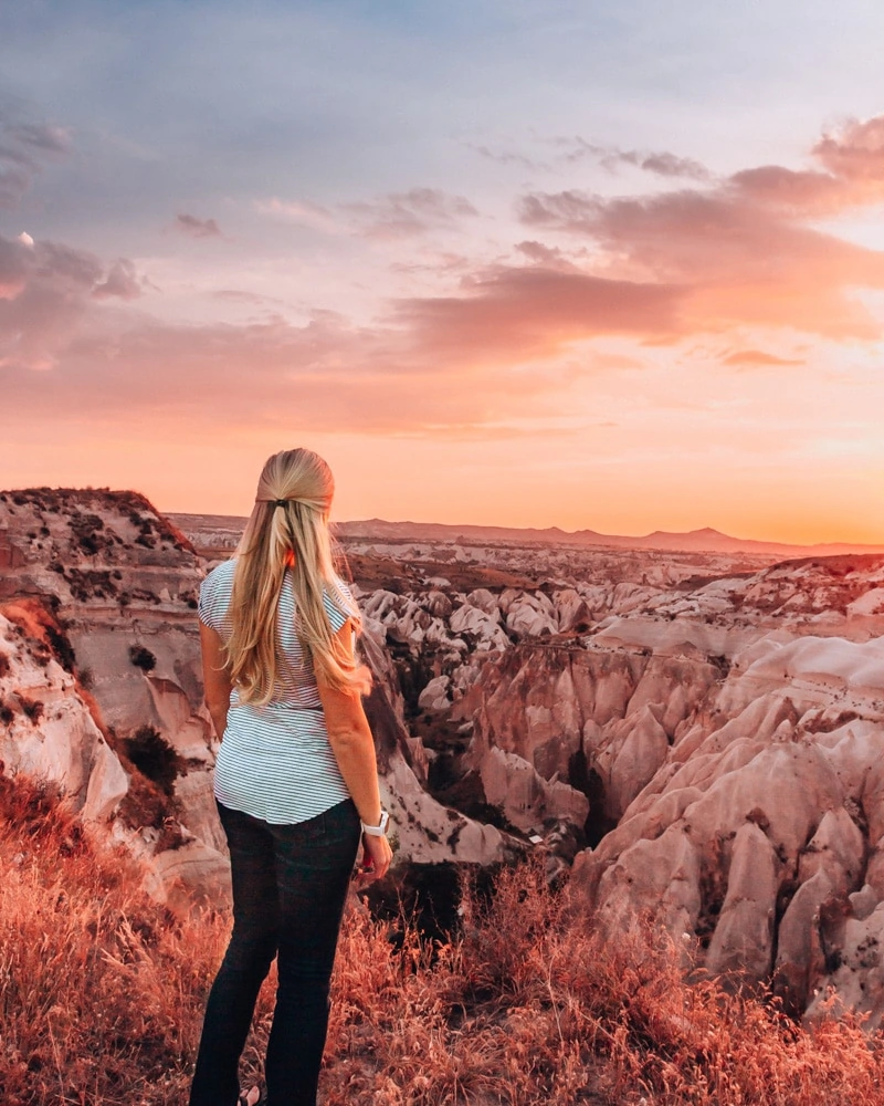 Sunsets in Cappadocia are magical from this spot near Panoramic View Point. Click for a guide to Cappadocia's must see locations and most Instagramable places.