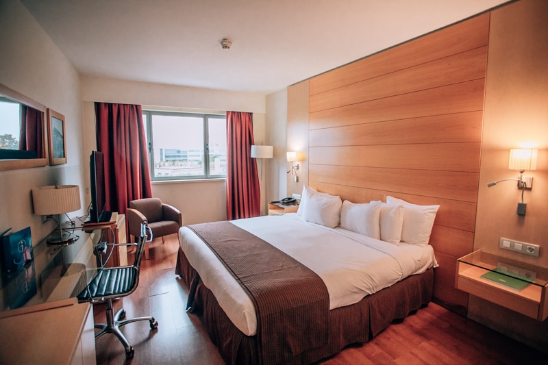 Our room at Barcelona Airport Hotel. This hotel is conveniently located 5 minutes from the airport but not too far out of town either. See the perfect itinerary for 3 days in Barcelona!