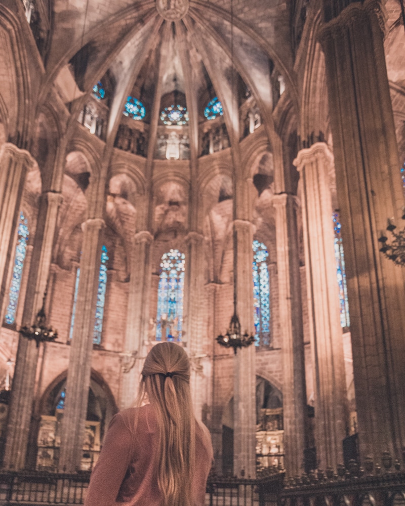 The interior of the Barcelona Cathedral is beautiful. Make sure to go inside and walk around. Check out this full guide to Barcelona's best things to do including a full 3 day itinerary and free map!