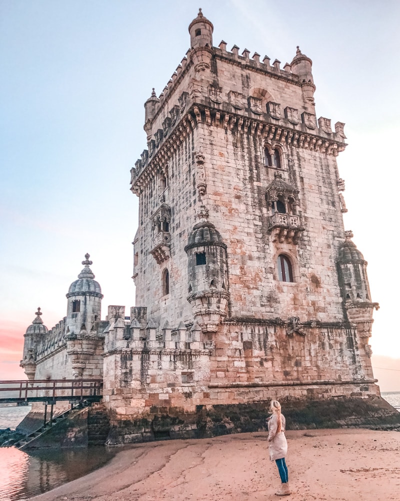 Belem Tower at sunset. Find the most Instagrammable places in Lisbon and tips on how to get them to yourself (plus a free map!)