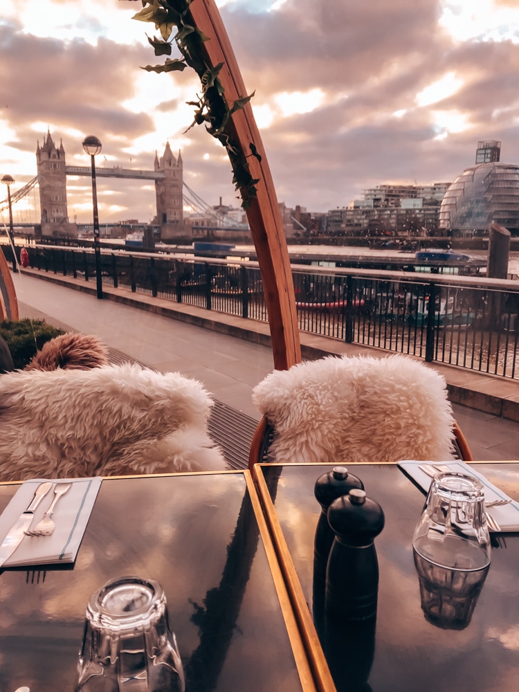 Inside of the Coppa Club Igloos at Tower Bridge