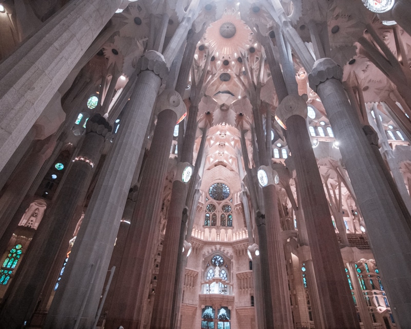 Make sure to look up at the ceiling inside Sagrada Familia to take it all in. Find all the best things to do in Barcelona in 3 days here!