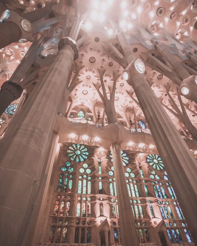 Sagrada Familia in Barcelona is a must. Make sure to get tickets early and try to go at sunrise and sunset for the best lighting inside. See the perfect itinerary for 3 days in Barcelona here!