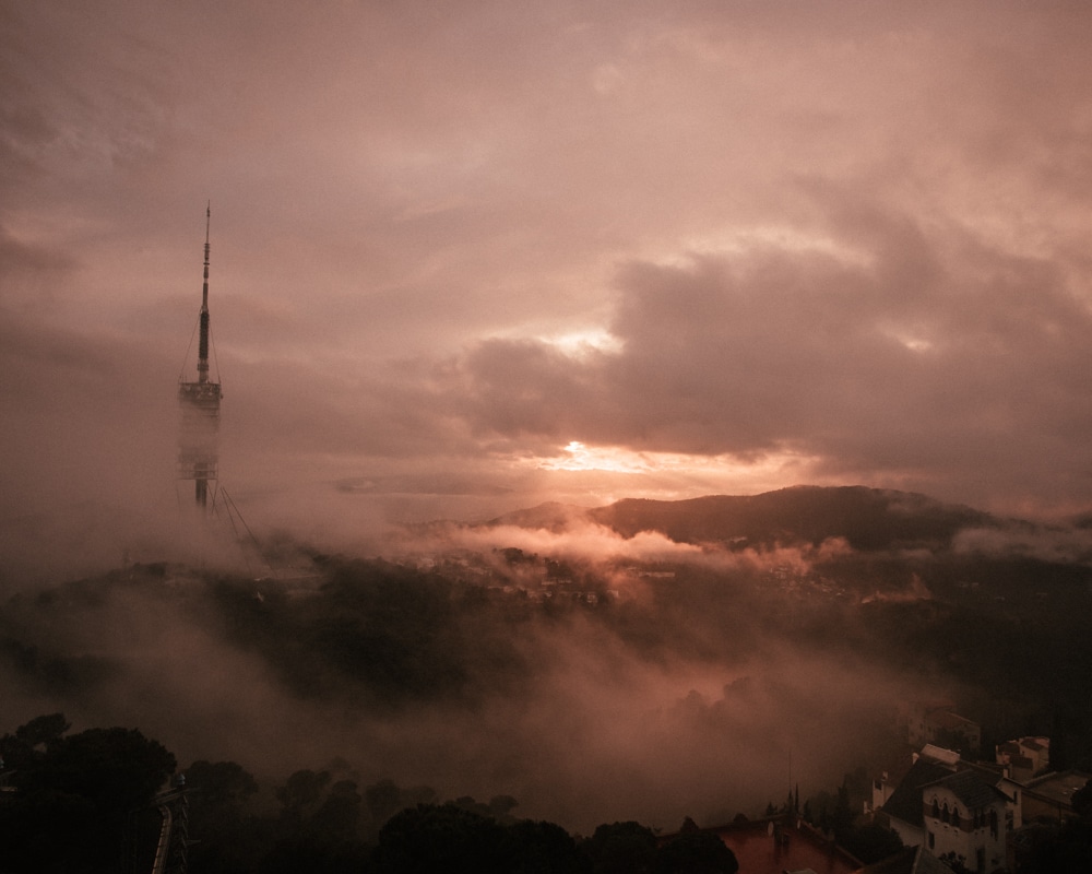 The sunset from the top of Mount Tibidabo when the clouds rolled in. See the perfect itinerary for 3 days in Barcelona!