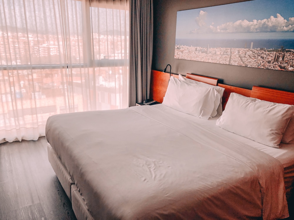 Our room at Four Points Barcelona Diagonal overlooked the city and had a view of Sagrada Familia. Find our full Barcelona 3 day itinerary here.