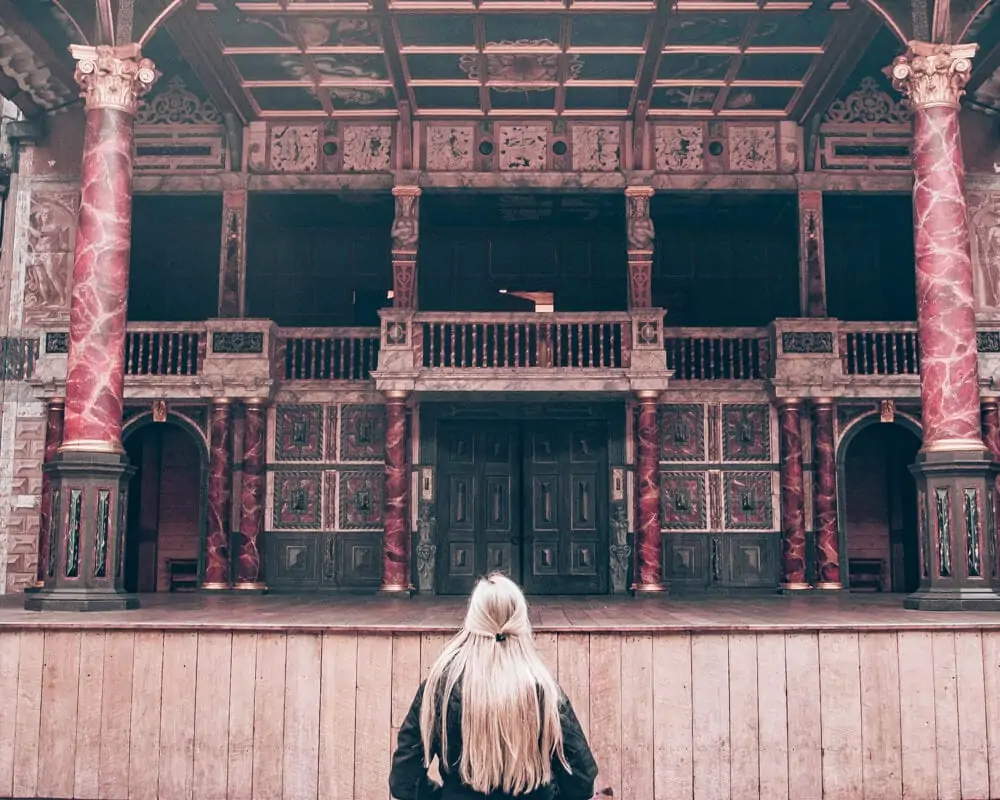 Inside Shakespeare's Globe where the groundlings would stand. Get a full 3 day itinerary for London here including tips for the most Instagrammable locations in London.
