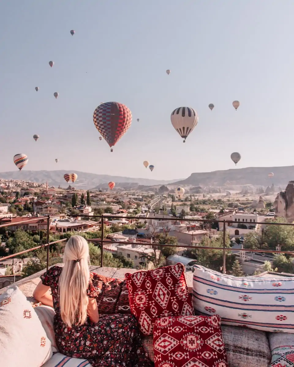 Watching a hot air balloon sunrise in Cappadocia.