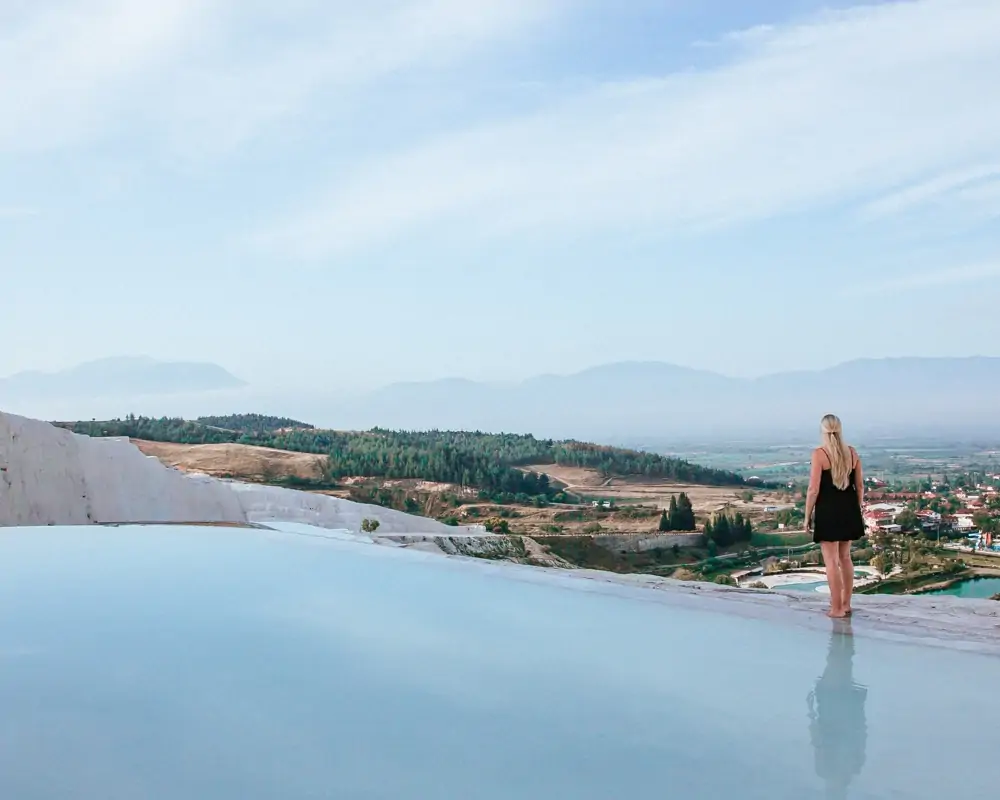 Pamukkale's thermal pools, the Pamukkale Travertine, early in the morning.