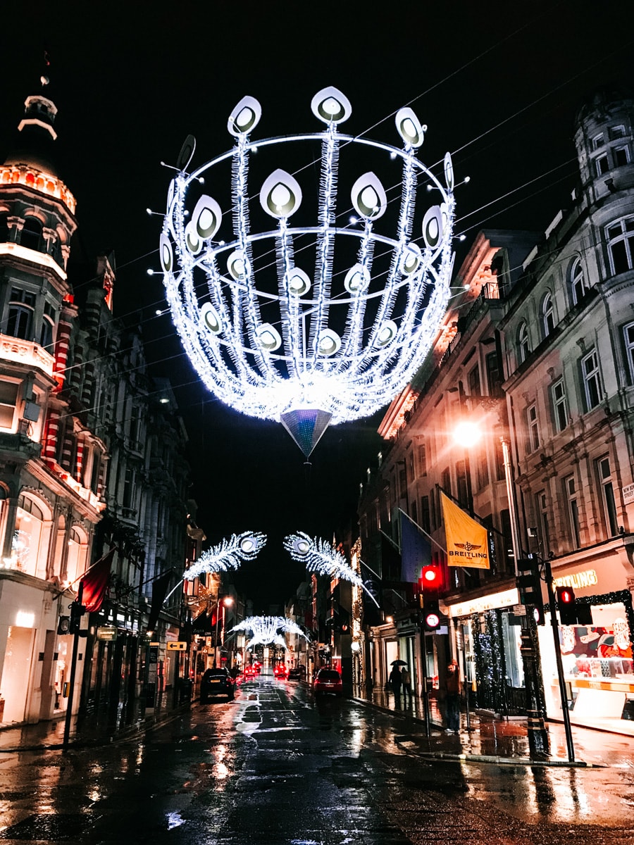 New Bond Street's peacock themed Christmas lights
