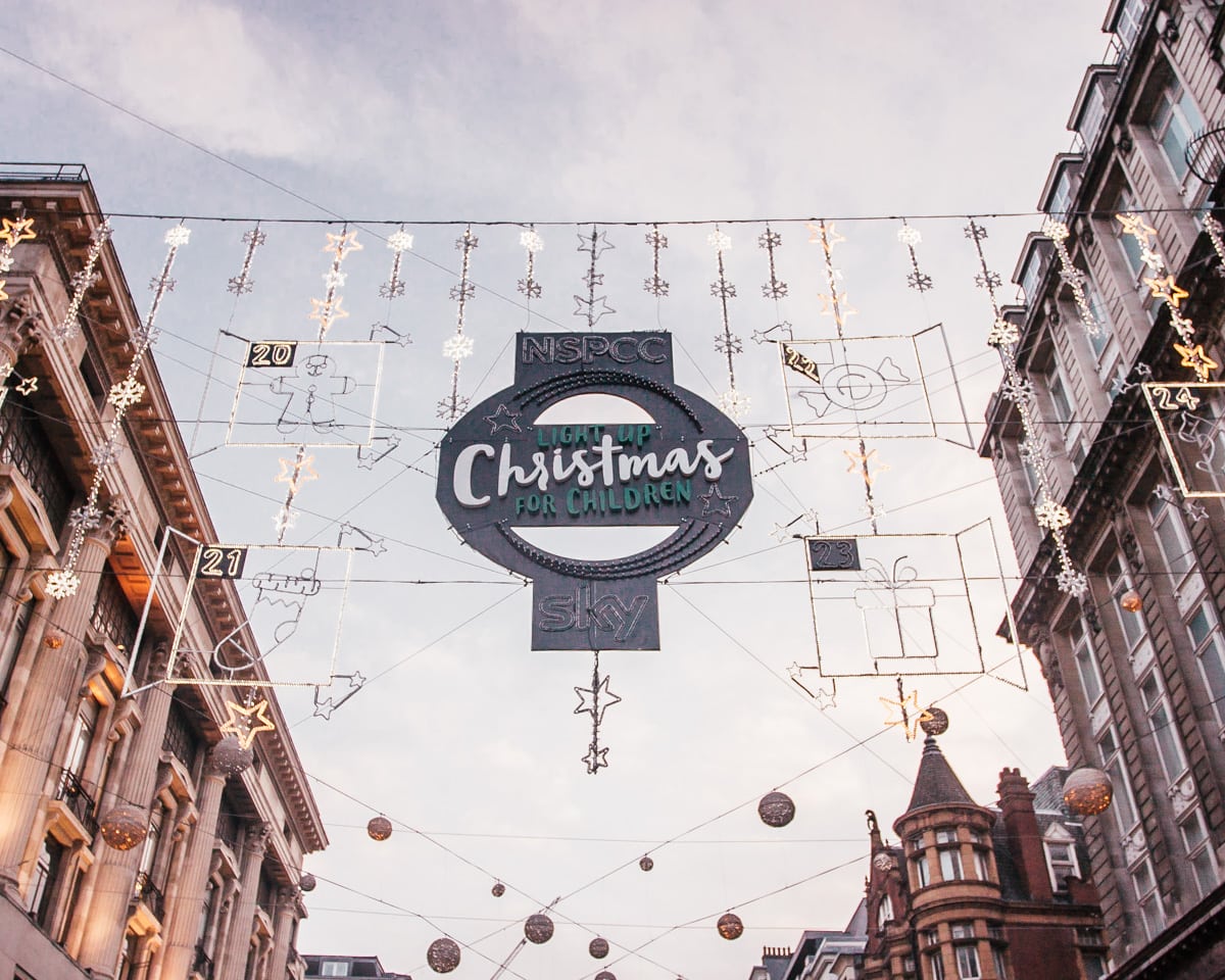 London's Oxford Street is one of the most popular streets for London Christmas lights.