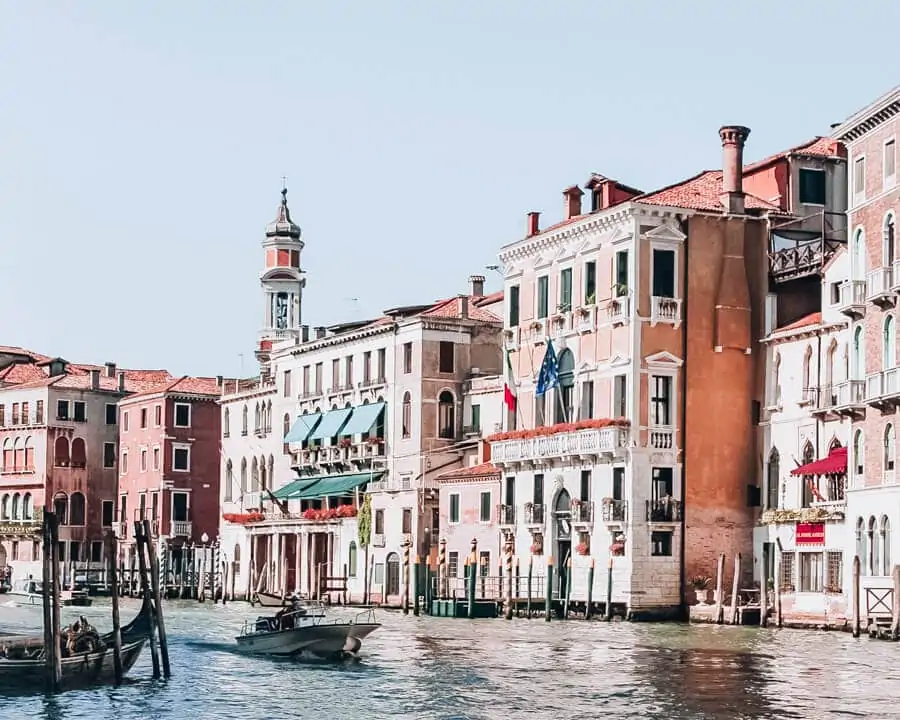 The buildings on the water in Venice