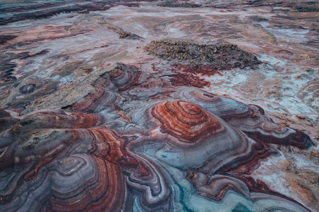 The colorful hills in Utah that make up Bentonite Hills Utah