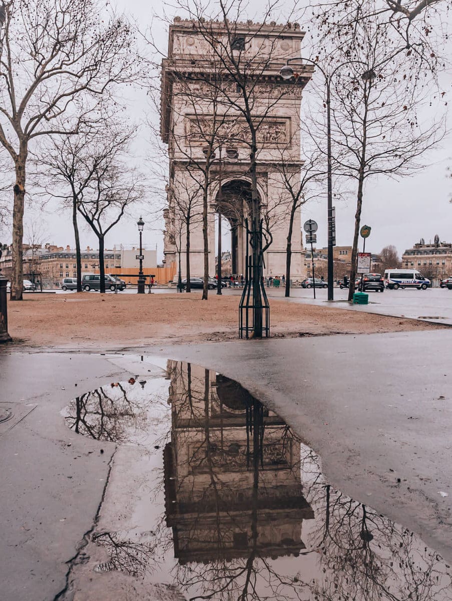 Arc de Triomphe in winter in Paris