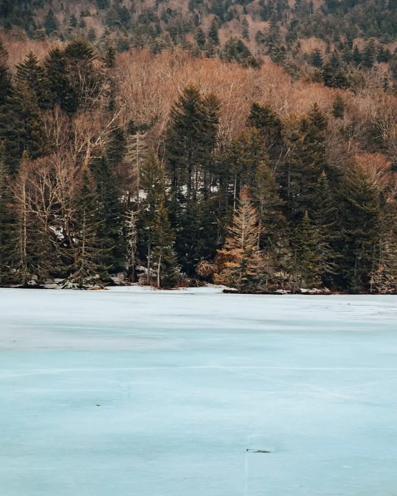 Saco Lake in New Hampshire in winter