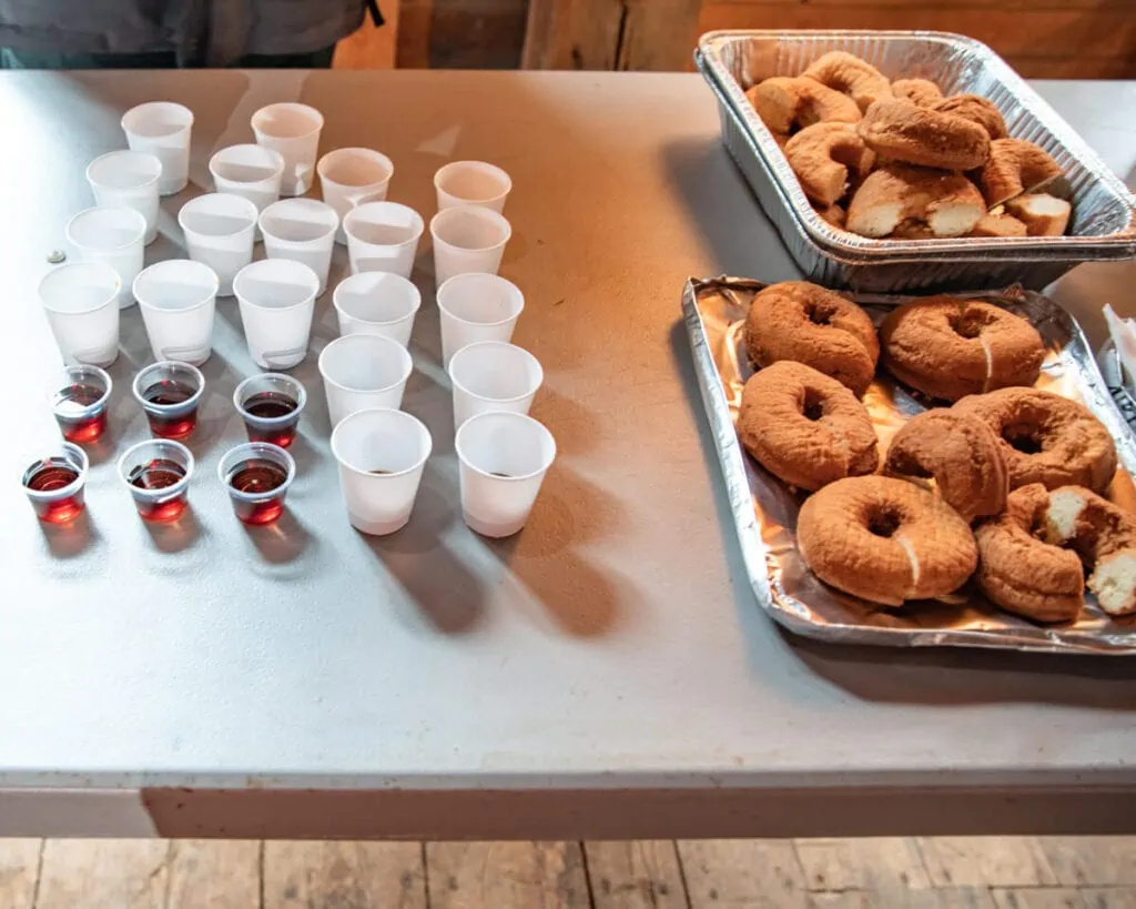 fresh new hampshire maple syrup and donuts