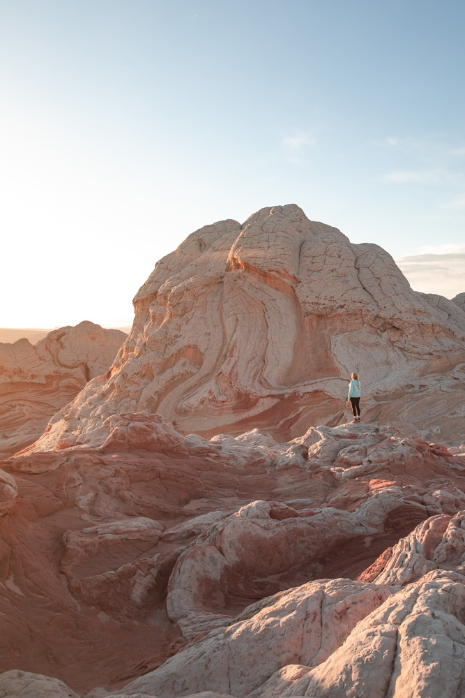 woman at a wave alternative in arizona called white pocket