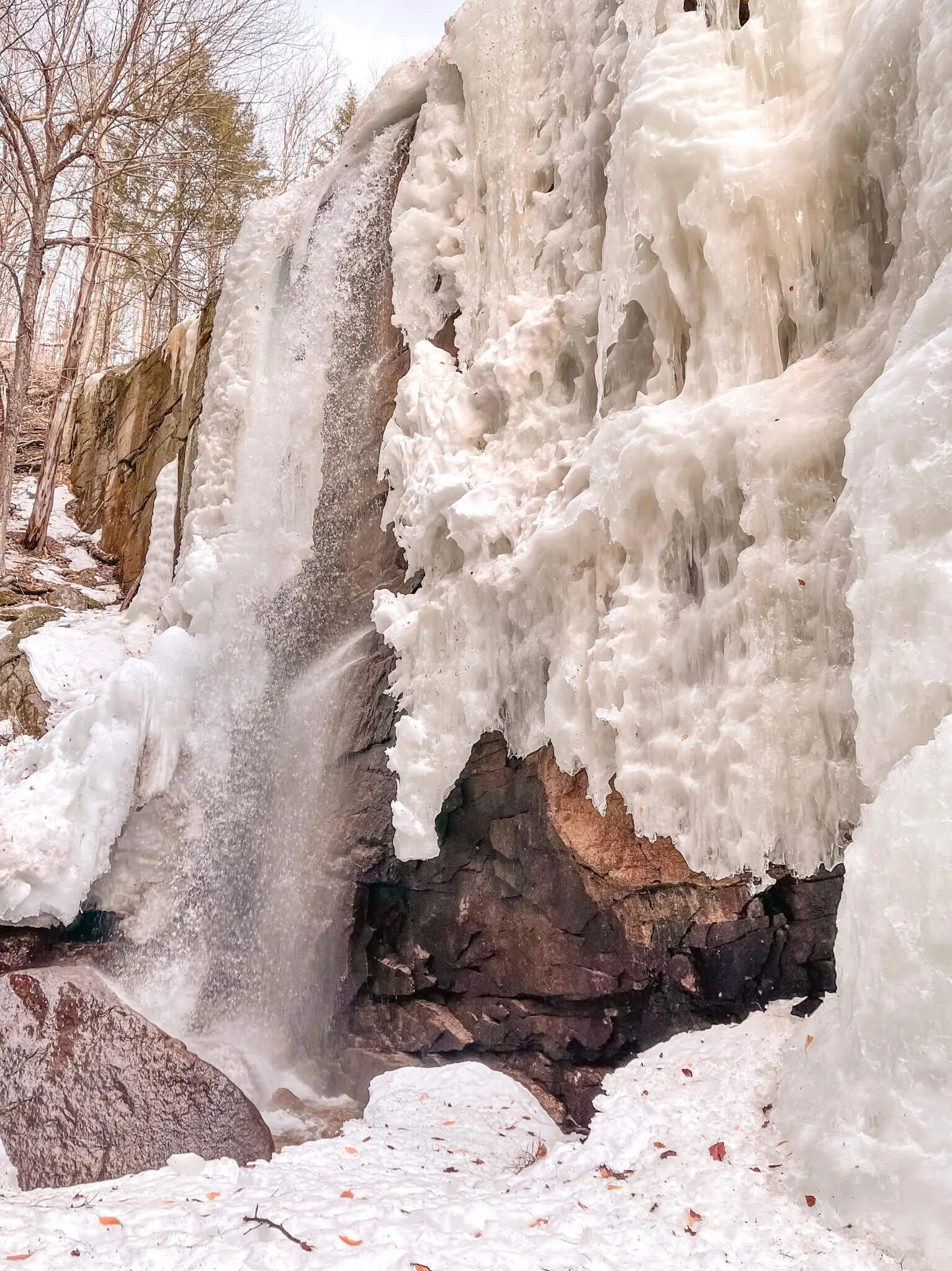 champney falls in winter