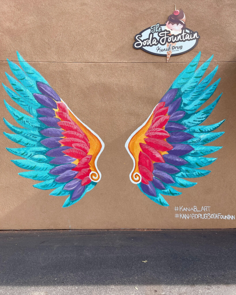 wing mural in Kanab Utah at Kanab Drug