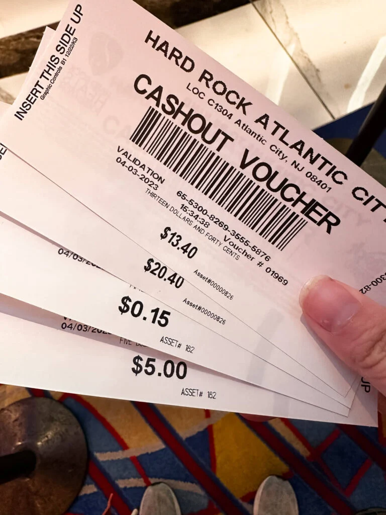 Vouchers from slot machine winnings