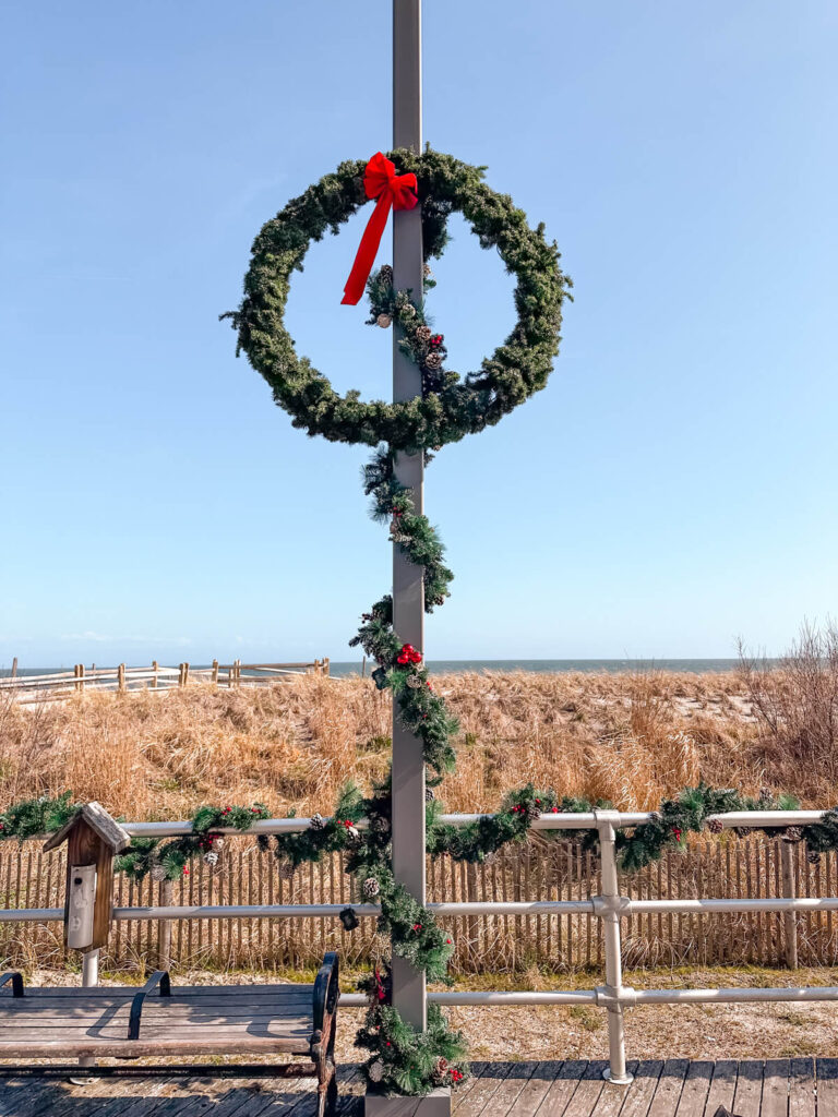Christmas decorations on the boardwalk in Atlantic City