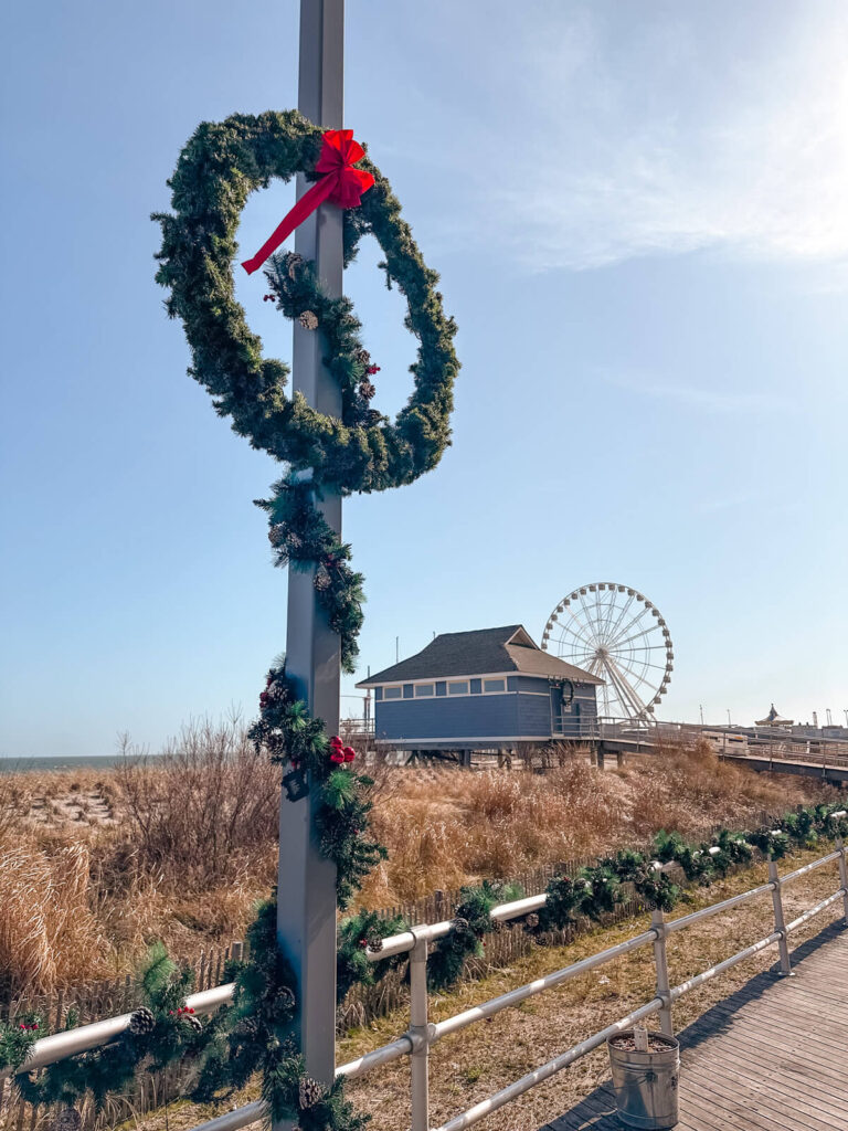 Christmas decorations in Atlantic City on the boardwalk