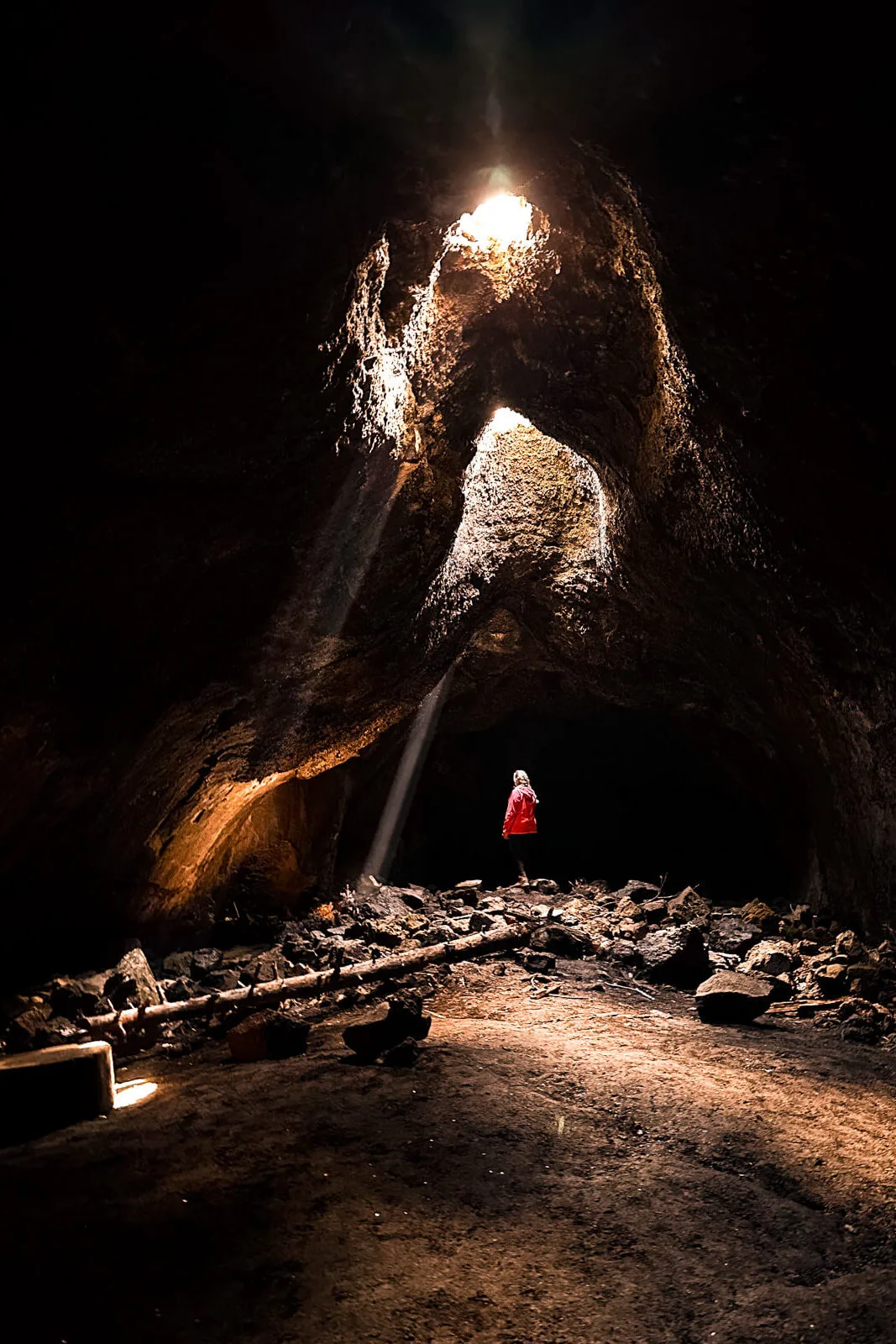 iphone photo of woman in skylight cave