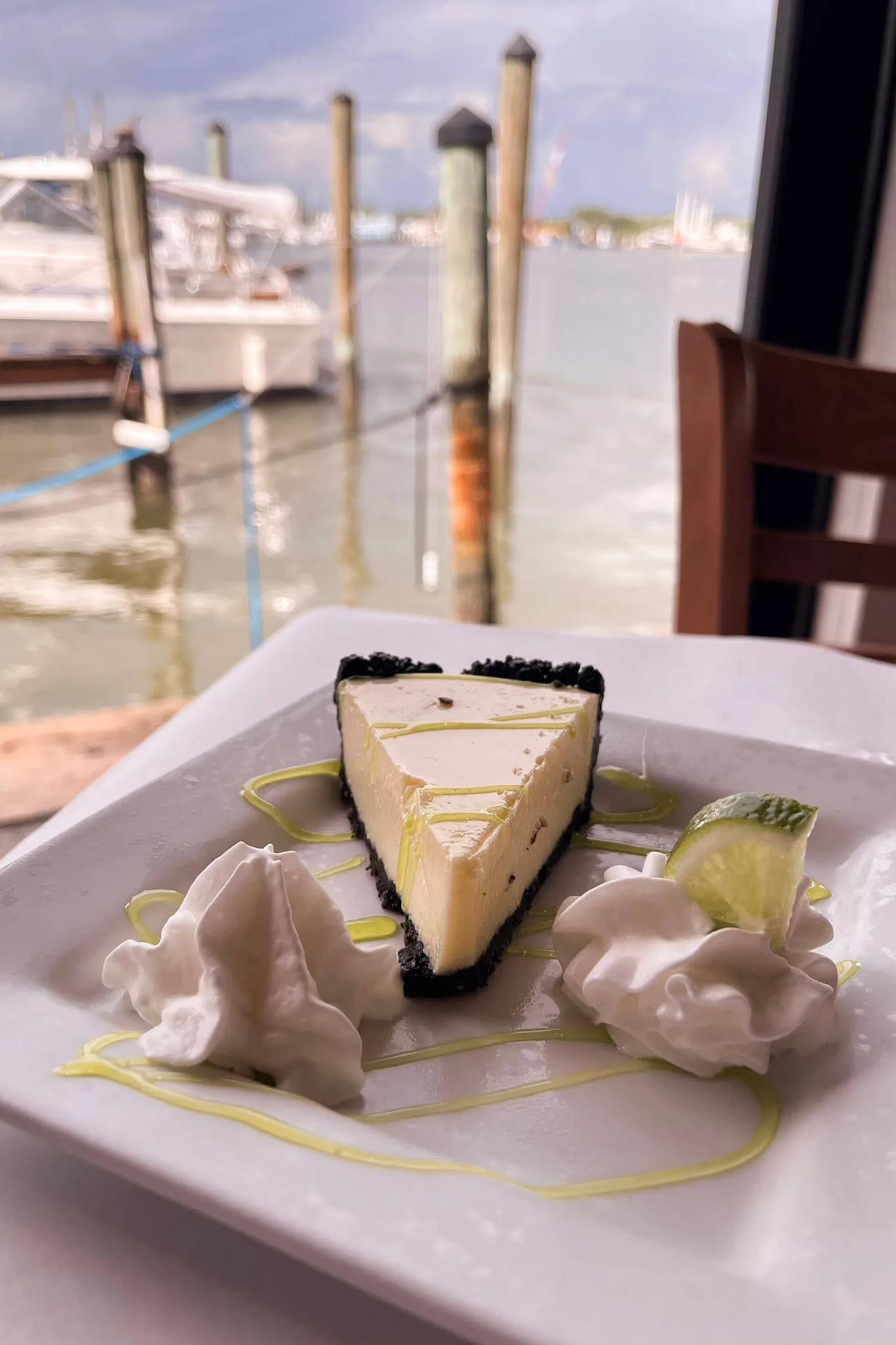 key lime pie with oreo crust at matanzas on the bay