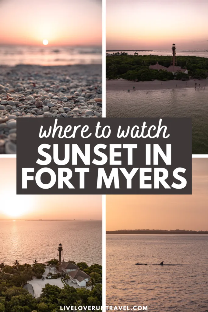 where to watch sunset in fort myers beach pin with four images of fort myers beach sunsets