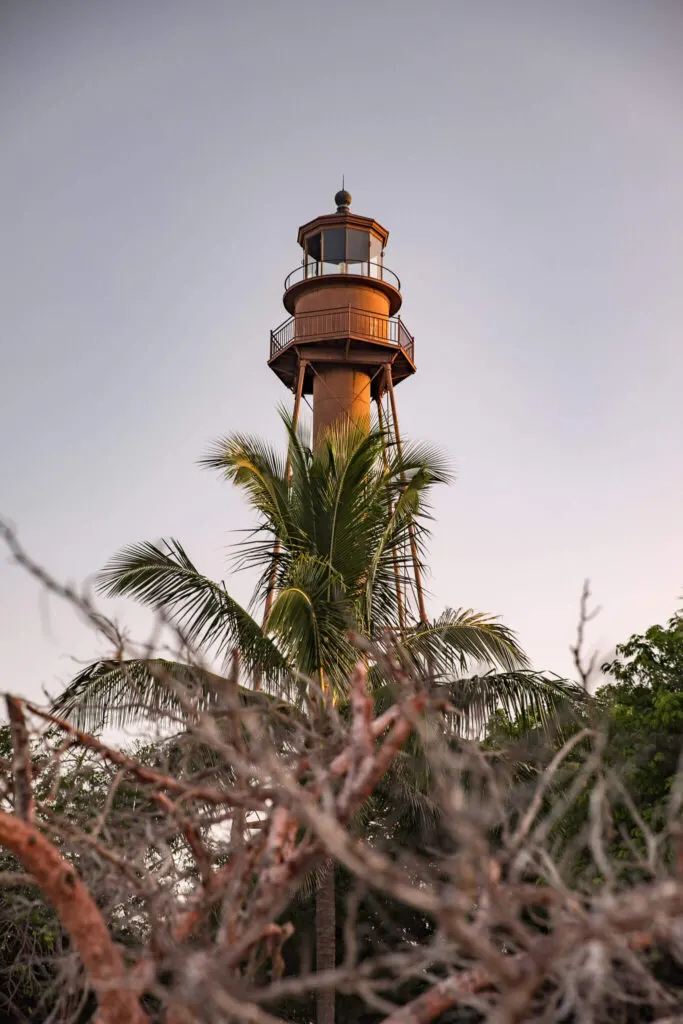 sanibel lighthouse at sunset