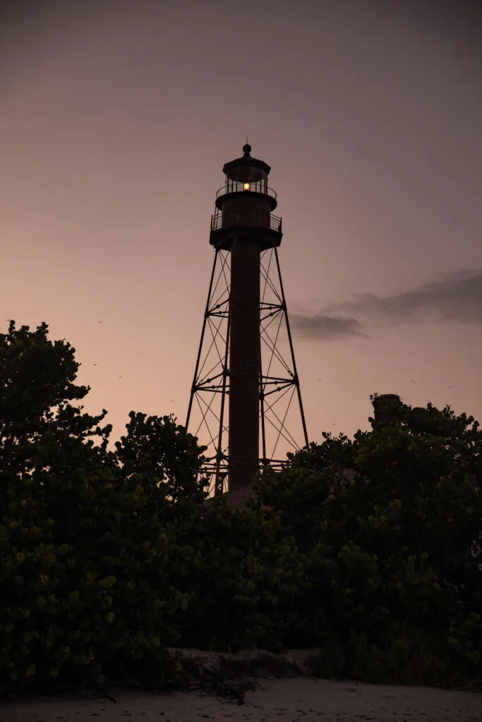 sanibel island lighthouse at sunset