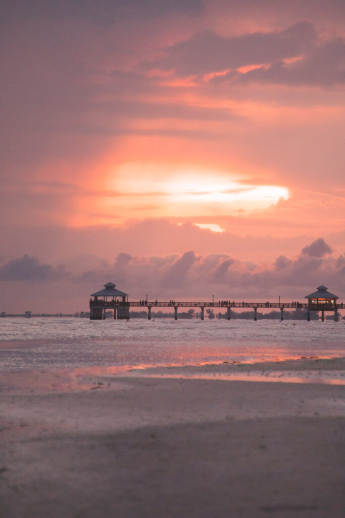 fort myers beach pier at sunset