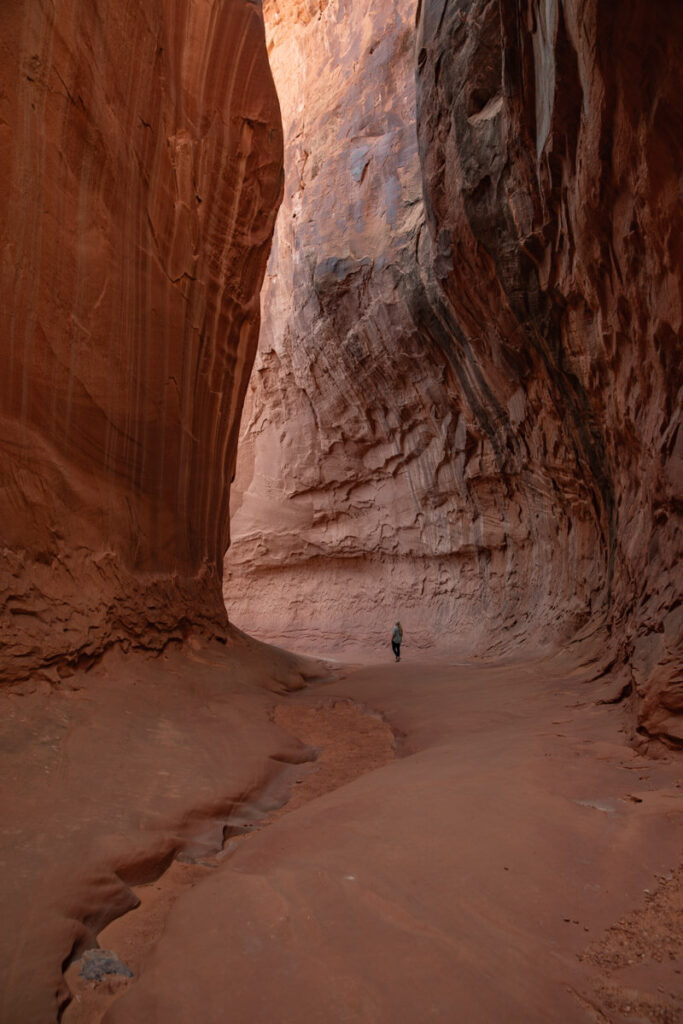 woman in wide section of leprechaun canyon