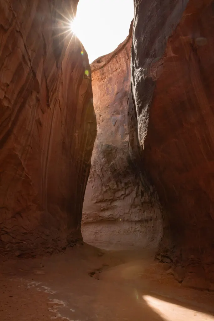 first section of leprechaun canyon utah with sunburst