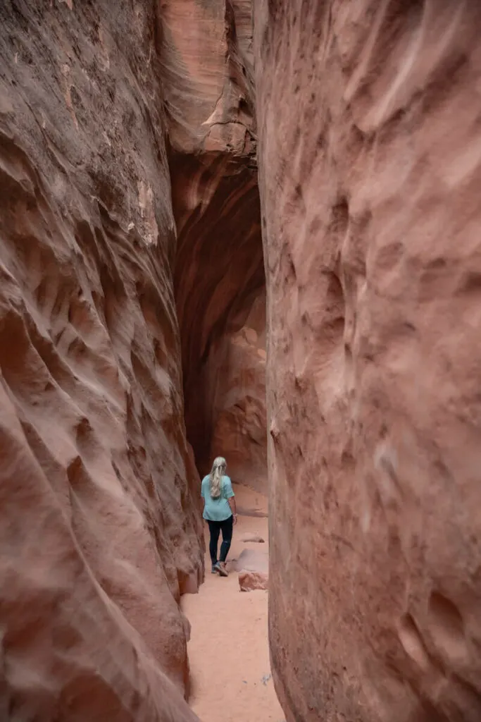 woman near the end of leprechaun canyon