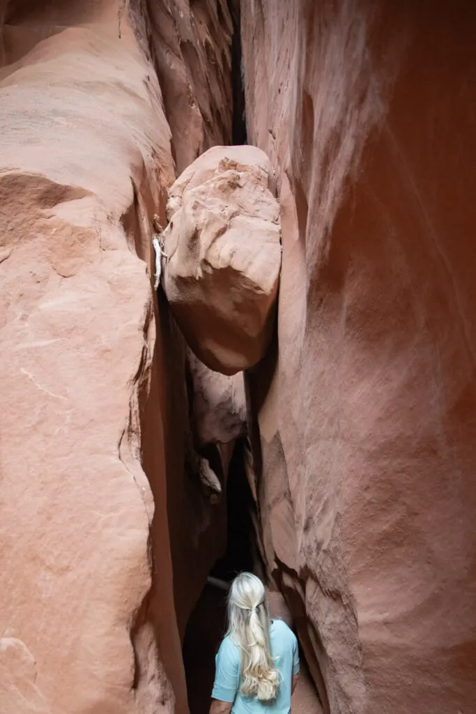 chockstone in leprechaun canyon