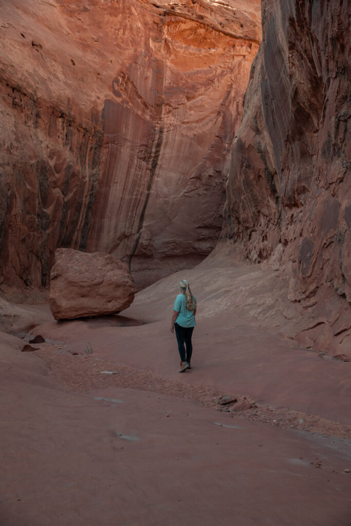 woman near the mouth of leprechaun canyon