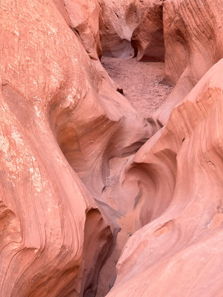 looking down into the mini slot canyon