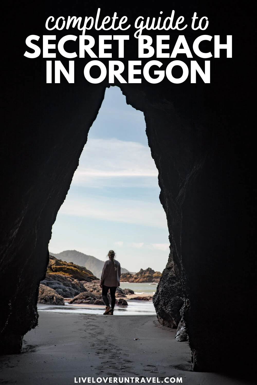 complete guide to secret beach in oregon with image from sea cave on secret beach